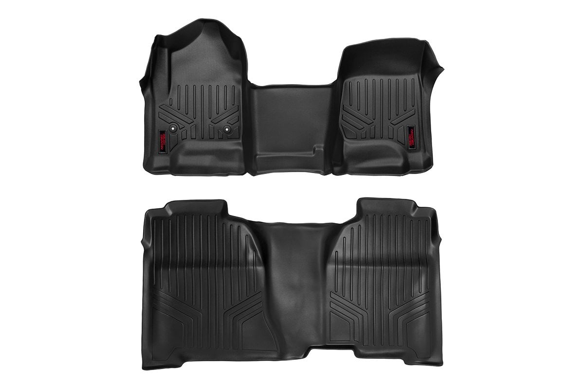 GMC Sierra 1500 Floor Mats - Front + Rear - Rough Country - Heavy Duty Floor Mats and Rear Cargo Liners - '14-'18